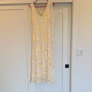 Elegant Cream Floral Bridesmaid Dress